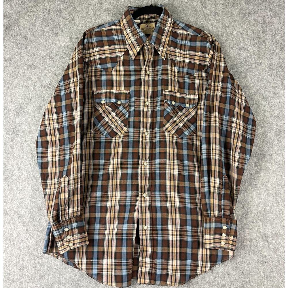 Vintage‎ Dee Cee Western Shirt Mens 15.5/34 Brown Pearl Snap Cowboy USA Made